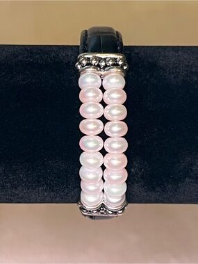 Honora Leather Band Double-Row Pearl Bracelet